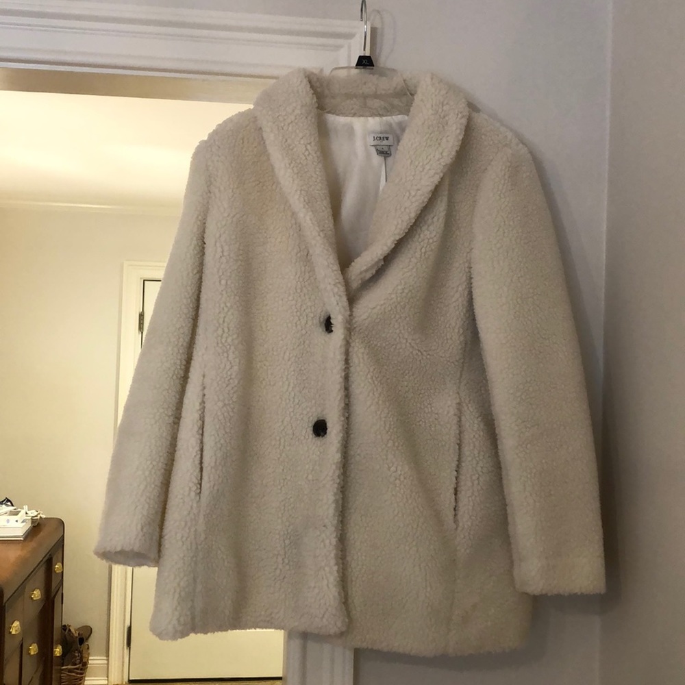 Cream Teddy Coat J Crew Small